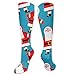Produktbild Jxrodekz Santa Claus Pattern Polyester Cotton Over Knee Leg High Socks Personalised Unisex Thigh Strümpfe Cosplay Boot Long Tube Socks for Sports Gym Yoga Hiking Cycling Running Travel