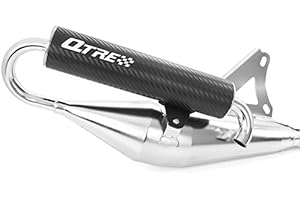 AREA1 Tecnigas Tubo de escape deportivo Q-Tre cromado/carbono para compatible con Speedfight 3 50 / Escape compatible con Speedfight 4 (50 ccm de 2 tiempos)