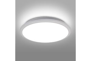 SENQIU Plafonnier LED Rond, 24W Lampe de Plafond Moderne, Blanc Froid 6500K IP54, Luminaire Plafonnier Rond Imperméable pour Salle de Bain, Salon, Cuisine, Chambre, Couloir Ø 30CM