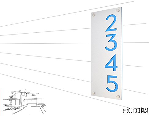 Buy Modern House Numbers Alucobond With Blue Acrylic Vertical 2 Contemporary Home Address 