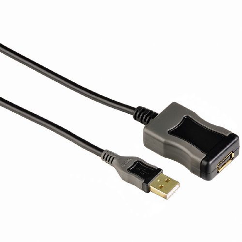 Hama USB 2.0-Verlängerungskabel aktiv A-Stecker - A-Kupplung, 5 m, Schwarz