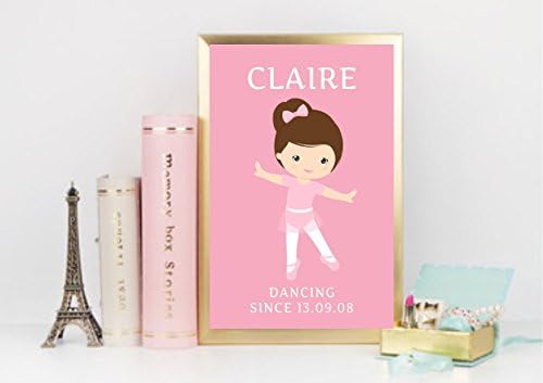 Personalised Ballerina Dancer Kids Children's Room Nursery, Playroom Themed Print A4