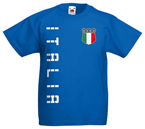 AkyTEX Italien Italia Kinder EM 2016 T-Shirt Trikot Name Nummer (Royalblau, 116)