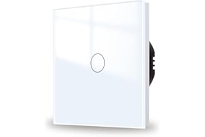JIMEIDA Dotykowy włącznik światła, 1-drożny, z białym podtynkowym, szklanym panelem i przełącznikiem ściennym LED, AC 240 V, 500 W, 86 mm, nie jest wymagany przewód neutralny