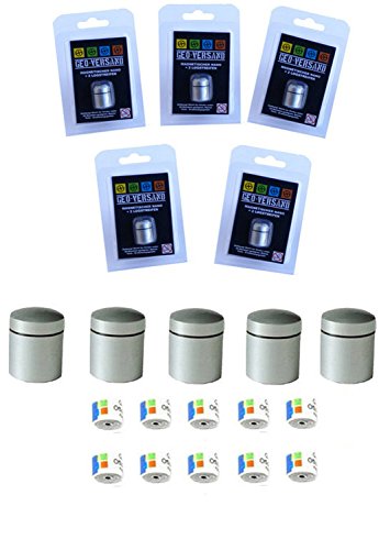 geo-versand 11169 - Juego de 5 imanes con 10 Tiras de Registro, Color Plateado