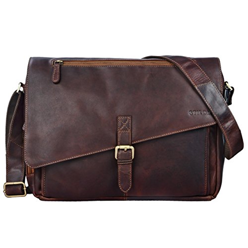 STILORD  Merlin  Vintage Leder Umh  ngetasche Damen Herren klassische Aktentasche f  r Arbeit B  ro gro  e Unitasche mit 15 6 Zoll Laptopfach echtes B