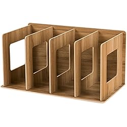 FOKOM Étagère De Rangement CD DVD Étagère Livre Boite de Rangement Document Table Rangement de Dossiers en Bois