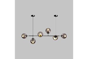 Moddeny Lampadario moderno a 6 luci E27 Lampadario a sfera in vetro del Nord Europa Lampadario industriale a soffitto da 51 pollici per soggiorno Sala da pranzo Decorazione artistica Ristorante