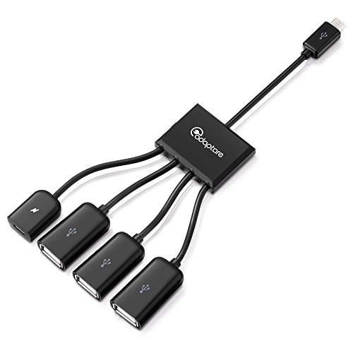 adaptare 40238 USB-OTG Adapter-Kabel dreifacher Hub Micro-USB-Stecker USB-Buchse Typ A + Strom-Anschluss für 3 Geräte