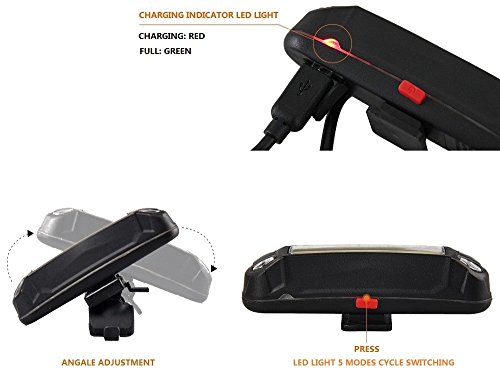 Tegollus Fahrrad Rücklicht Led USB Wiederaufladbar Fahrradlicht 240° sichtbar 16 Rote COB LED Bis zu 10h 4 Modi Memory-Funktion Wasserdicht Geeignet für Helm und Fahrrad, etc - 7