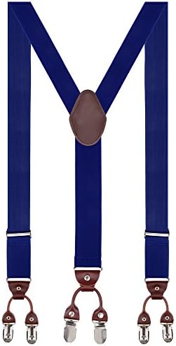 Men Braces 35mm Standard Adjustable and Elastic Suspenders Y Shape with 6 Strong Clips,Royal Blue