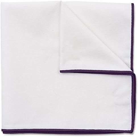 Pocket Square 100% Cotton White Premium Stitching by Puentes Denver (Various Colors)