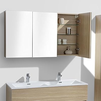 Le Monde du Bain Armoire de toilette bloc-miroir SIENA largeur 120 cm, chêne clair
