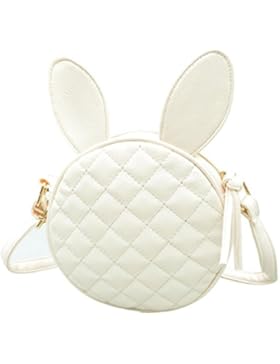 BZLine® Frauen Mädchen Kaninchen Ohr runden Leder Handtasche Umhängetasche Taschen, 16*16*6cm