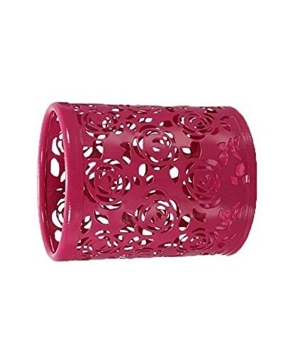 Cosanter Portal  pices Redondo  Dise  o de Met  lico Hollow Rose Patr  n de Flores Caja de Almacenamiento Rojo