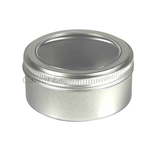 Kleine Metalldose Rund Mit Schraubverschluss Deckel Und Sichtfenster, Von Boxance - Lebensmittel Geeignet Echt Runde Metall Dosen Creme Seifen Tiegel Royal Tin Can Stabil Leicht Klein Robust Vielseitig Edel Silber Ohne Aluminium