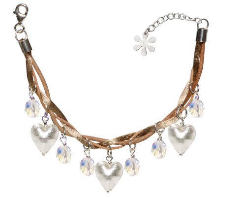 Echte Murano Glasperlen an ein echtes Leder, geflochten, 18 cm mit 3 cm Verlngerung