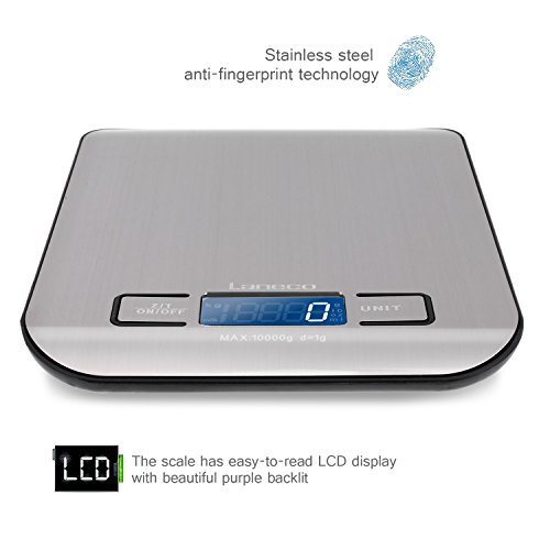 Digitale Küchenwaage, Laneco Digitalwaage, Hohe Präzision auf bis zu 1g (10kg Maximalgewicht), Tara-Funktion Electronische Waage, Großem LCD-Anzeige Küchenwaage, Inkl. Batterie - 8