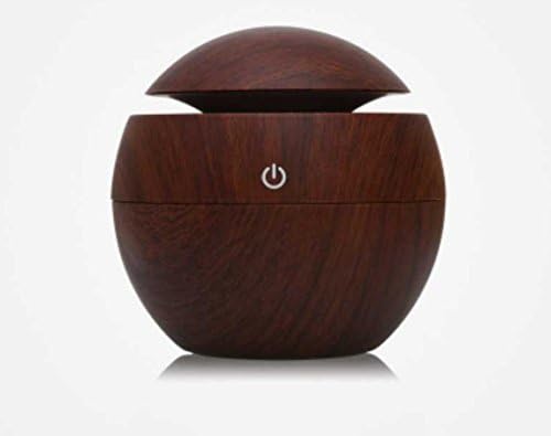 Aroma Humidifier 130ml 3 in 1 Ultrasonic Cool Mist Humidifier Aromatherapy Night Light Portable USB Wood Grain Essential Oil Diffuser With 6 Color LED Lights Changing Small & Exquisite Moisturizing &Nourishing for Travel Home Office Car Yoga Perfect Gift (Dark grained wood)