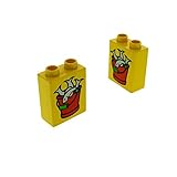 0 2 x Lego Duplo Motivstein gelb 1x2x2 bedruckt Tier Fisch Eimer Zoo Schiff Bild Bau Stein 4066 pb040