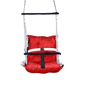 ShopWaves Cotton Hanging 40 Kg Capacity Hammock Swing Jhula Chair for Kids (Red)