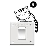 BESTIM INCUK Cat Nap Pet Light Switch Funny Wall Decal Vinyl Stickers Black