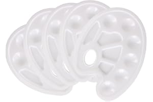 TOUROCMONT 5 stück Mischpalette aus Kunststoff mit Griffloch Palette für Künstler Wasserfarben Acryl und Öl Malerei Gr. 23,5cm x 17cm (Oval - 5 STK)