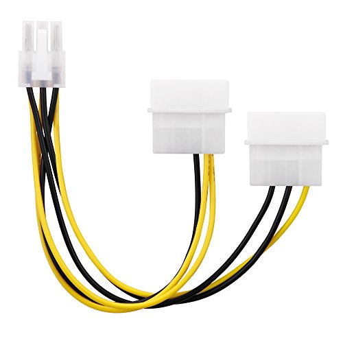 Adaptare 35106 2-mal 4-polig IDE Molex auf 1-mal 6-polig PCI-E Strom-Adapter-Kabel für Grafikkarte 15 cm - 2