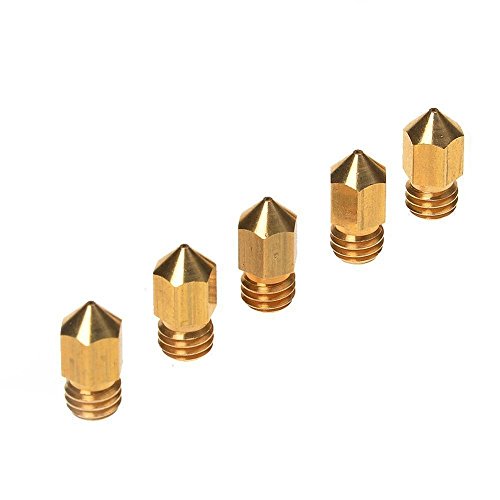 PChero 5er-Pack 0,4 mm Messing Extruder Düse Druckköpfe + 5er-Pack 26mm Teflon Throat für MK8 MakerBot RepRap 3D-Drucker - 6