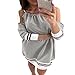 Produktbild FORH Neue Herbst Frauen lang Ärmel Schulterfrei lose Kleid beiläufig Abend Party mini Kleid (S, Grau)