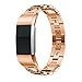Produktbild BZLine® für Fitbit Charge 2 Armband, Kristall Edelstahl Ersatzarmband Smart Watch Armbänder für Fitbit Charge 2 (Roségold)