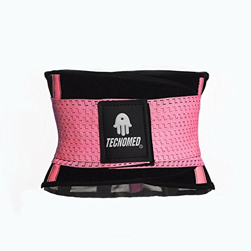 Tecnomed Cinturón Abdomen/Faja Reductora Lumbar Deportiva Fitness y Protector de Columna, para rehabilitación del Dolor, Unisex, Color Rosa (S)