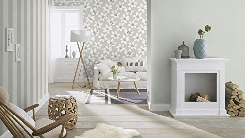 Vliestapete Streifen Gestreift weiß grau Tapete Rasch Prego 700220 - 3