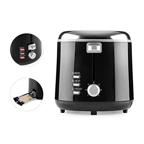 Klarstein Elox Toaster Langschlitztoaster (1300 Watt, 7 Bräunegrade, 4 Toasts gleichzeitig, Retro-Look, Auftau- / Aufback-Funktion) schwarz - 5