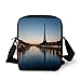 Produktbild ZKHTO Night,Eiffel Tower at Twilight Travel Destination Tourist Attraction Famous Monument,Light Blue Yellow Print Kids Crossbody Messenger Bag Purse