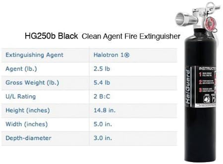 H3R Performance HG250B H3R Performance 2.5 lb HalGuard Black Clean Agent Fire Extinguisher by H3R Performance
