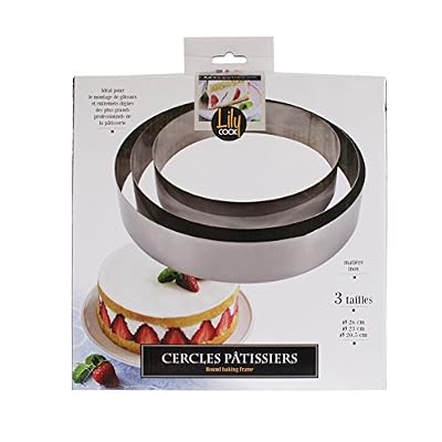 LILY COOK KP5350 Cadre Pâtissier rond Inox Argent - 3 Pcs : diam 26 cm; diam 23 cm; diam 20,5 cm