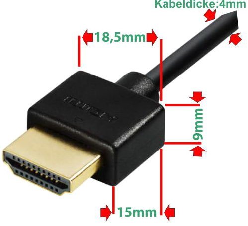 3,0 m HDMI Kompakt-Kabel mit kurzen Steckern; Extra dünn; High Speed mit 3D und Ethernet; UHD / 4k Auflösung - 3