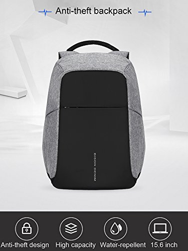 BISON DENIM Laptoprucksack Business Gesch  ft Rucksack mit USB Lade Port wasserdichte durable Polyester Notebook Rucks  cke f  r M  nner und Frauen Ar