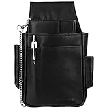  Dos Bros Nappa Premium Profi Leder Kellnerbörse Kellnerportemonnaie Taxibörse + Kellnerholster Lederholster Holster Kellnerhalfter Kellnertasche Set mit Kette DB-034-99 schwarz