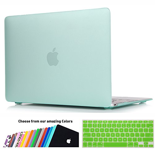 MacBook 12 Retina Hülle Case,iNeseon Ultra Slim Plastik Hartschale Tasche Cover Shell, US Hellgrün und EU Transparent Tastatur Abdeckung Schutzhülle für Apple MacBook 12 Zoll mit Retina Display [Modell:A1534] (Hellgrün)