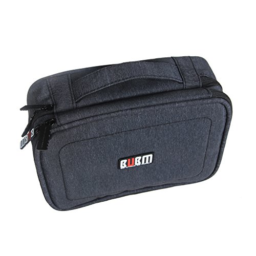 BUBM Mehrfachfunktion Kabelorganiser Tasche Reisetasche mit Doppelschichten für Elektronische Zubehöre wie Netzteil, Maus und USB Stricks(Mittel, Schwarz) - 2