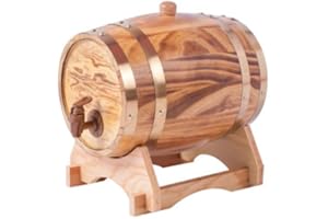 RAINBOW_ROAD Dispensador de barril de whisky de 5 litros, decantador de barril de vino de madera de roble para mesa de servir, exhibición de acento en el hogar, almacenamiento de licores, whisky (amarillo claro)