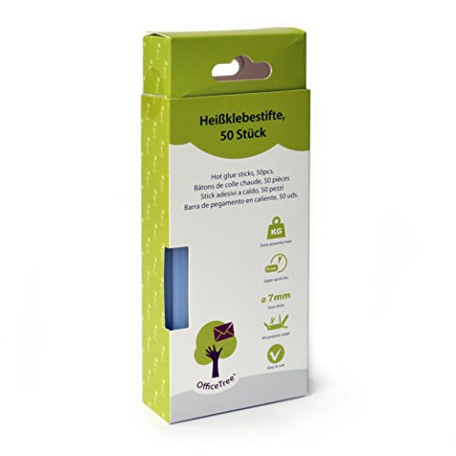 OfficeTree ® 50 Heißklebepistolen-Sticks – 7 x 150 mm – Extra-Power Klebstoff für gängige Heißklebe-Pistolen zur sauberen Verklebung diverser Materialien – lösemittelfrei transparent schnelltrocknend - 6