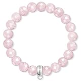 Hochwertiges Charm-Armband aus 925er Sterlingsilber mit Rosenquarz Steinen besetzt