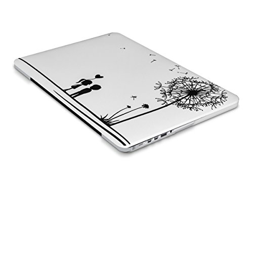 kwmobile Hardcase Laptop Hülle für Apple MacBook Pro Retina 13″ (ab Ende 2012) – Pusteblume Love Design Schwarz Weiß dünne gummierte Schutzhülle Cover Case Tasche - 9