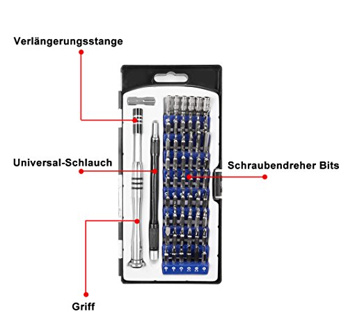 Kitclan Schraubendreher Set, 58-teilig, Bit- und Steckschlüssel-Set mit magnetischem Universalhalter, Kreuzschlitz- und Schlitz-Schraubendreher etc. für Handy, Tablet, PC, Macbook, Uhr, Brille - 2