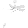 CJOY 30'' Fan Lights Ceiling for Bedroom, White Ceiling Fans with Lights, Small Ceiling Fan Dimmable, 6 Speeds, 5 Blades Quiet Reversible DC Fan for Living Room/Kids Room