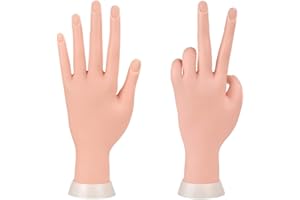 DAVINONA Mano finta con unghie per praticare la manicure, flessibile, mobile, in morbida plastica, per esercitazioni di nail art