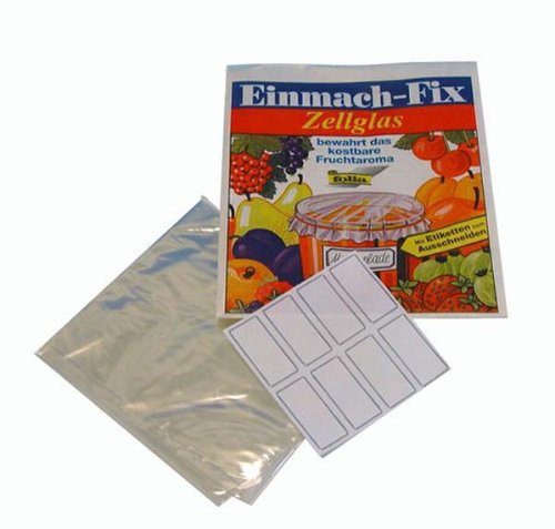 Folia Einmachcellophan, 30x60cm, Beutel mit je 3 Bogen & Selbstklebeetiketten